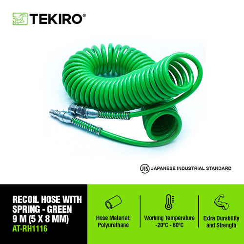 [EZM.4600915] TEKIRO RECOIL HOSE 9 METER HIJAU WITH SPRING /SELANG SEPIRAL