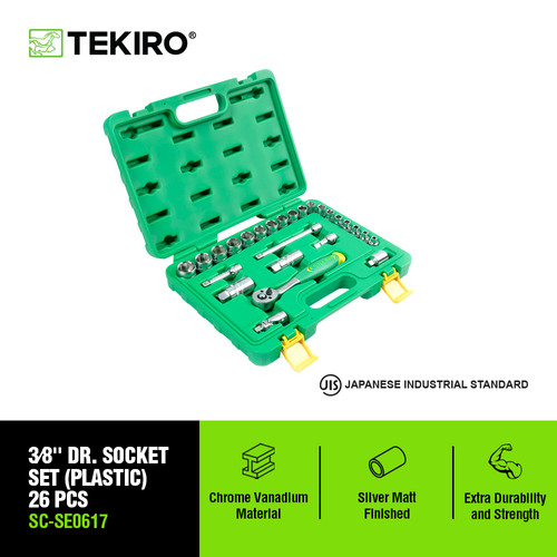 [EZM.4601270] Tekiro 3/8 Inch Socket Set Plastik 26 Pcs /Kunci Sock Set / Socket Set / Tools - Alat Perkakas
