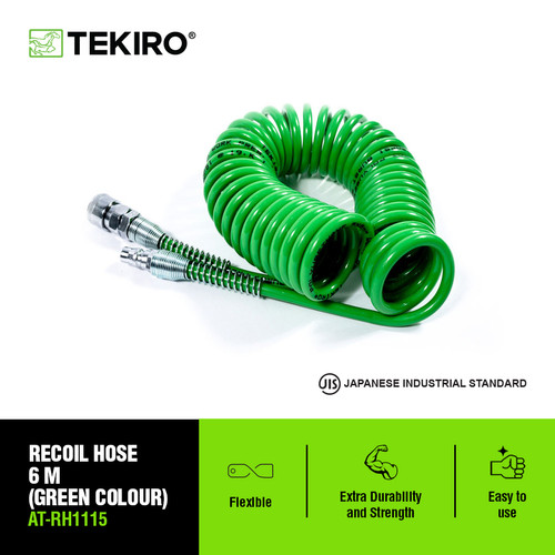 [EZM.4601316] Tekiro Recoil Hose 6 Meter Hijau With Spring /Selang Sepiral / Tools - Alat Perkakas