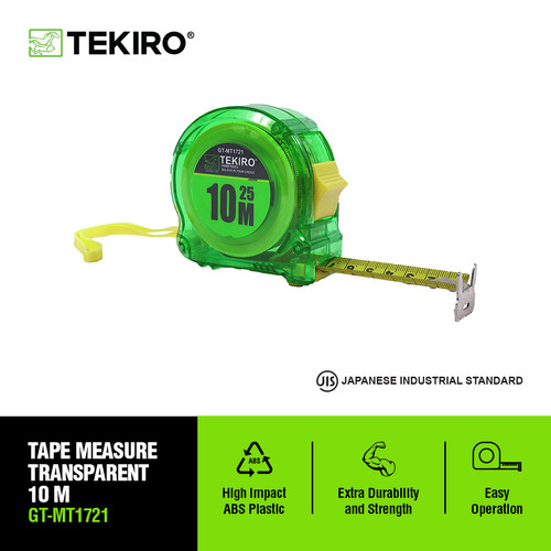 [EZM.4601621] Tekiro Meteran Transparan 10 Meter /Meteran / Tools - Alat Perkakas