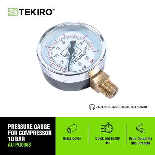 [EZM.4601630] Tekiro Pressure Gauge For Compressor 10 Bar /Pressure Gauge  / Tools - Alat Perkakas