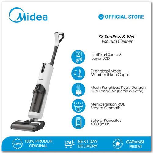 Midea MWD-X8 Wet Dry Cordless Stick Vacuum Cleaner and Floor Washer - Penyedot Debu