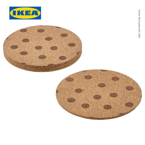 [EZO.0500995] IKEA SOLABBORRE Tatakan Gelas Gabus Berdot 10cm Isi 4Pcs