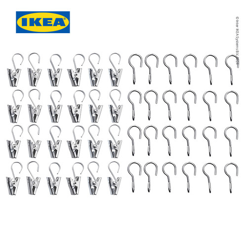 [EZO.0500996] IKEA RIKTIG Pengait Gorden Dengan Klip Set Isi 24pcs