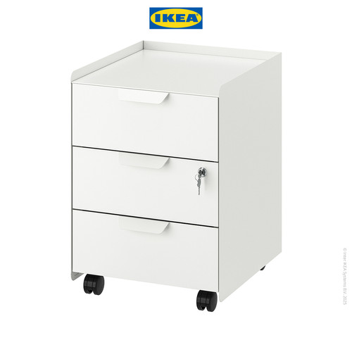 [EZO.0501029] IKEA TROTTEN Unit Laci Beroda Dengan 3 Laci Putih 40x47x56 cm