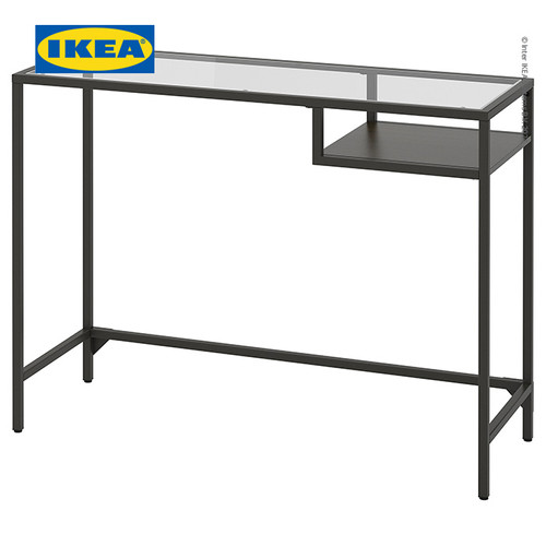 [EZO.0501048] IKEA VITTSJO Meja Kerja / Meja Laptop Kaca Hitam Serbaguna 100x36 cm