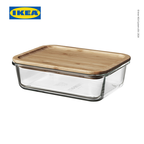 [EZO.0501181] IKEA 365+ Tempat Makanan Kaca Dengan Tutup Bambu Persegi Panjang 1L