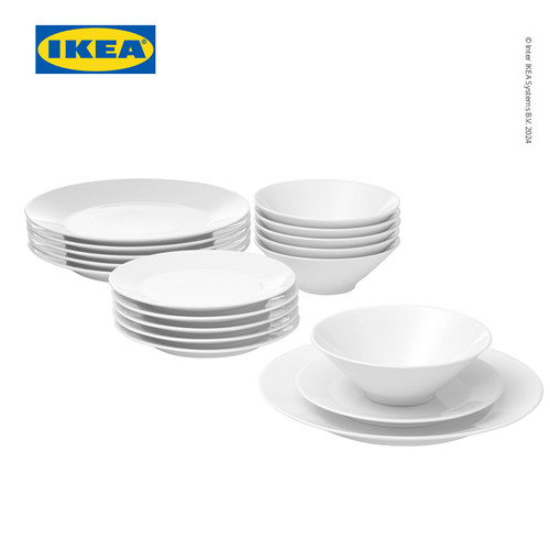 [EZO.0501251] IKEA 365+ Set Piring Mangkok Saji Putih Isi 18pcs