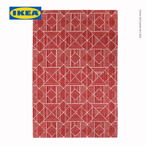 [EZO.0501267] IKEA AVLOPPSBRUNN Karpet Bulu Tipis Merah Geometris 120x180 cm
