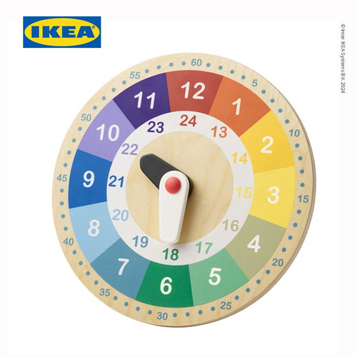 [EZO.0501371] IKEA UNDERHALLA Mainan Jam Kayu Edukasi 25cm