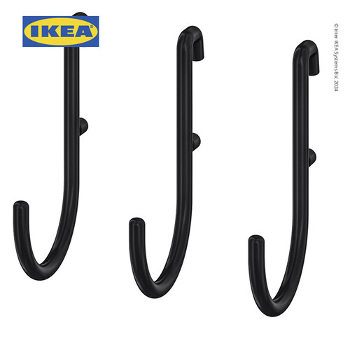 [EZO.0501479] IKEA SKADIS Pengait Pegboard Bentuk J Hitam Isi 3pcs