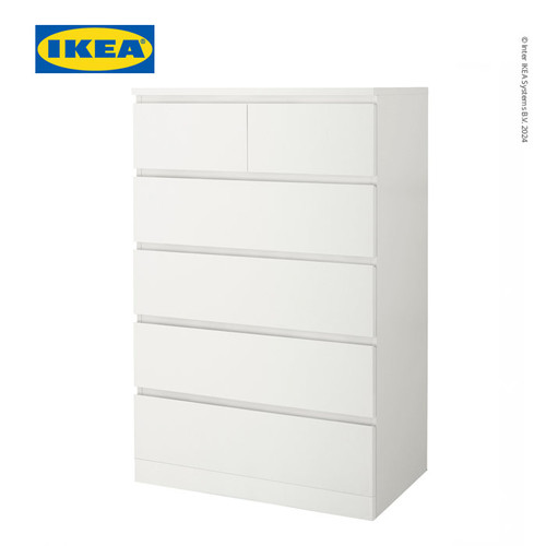 [EZO.0501517] IKEA MALM Lemari Laci 6 Susun Putih Minimalis 80x123 cm
