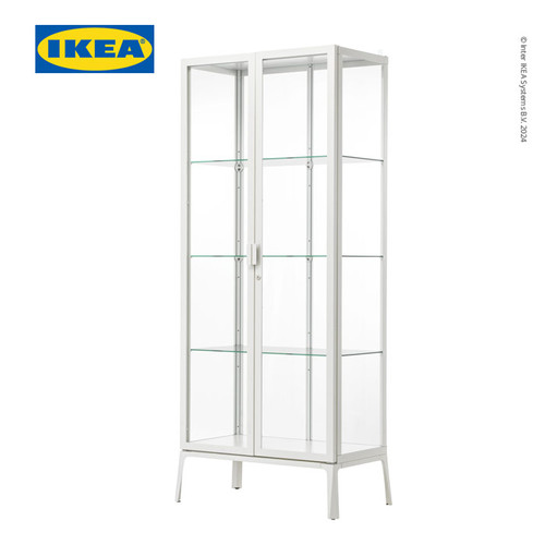 [EZO.0501526] IKEA MILSBO Kabinet Pajangan Dengan Pintu Kaca Putih73x175 cm