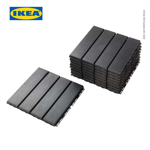 [EZO.0501532] IKEA RUNNEN Decking Tile Bongkar Pasang Abu-Abu Tua 0.81 m² Isi 9Pcs