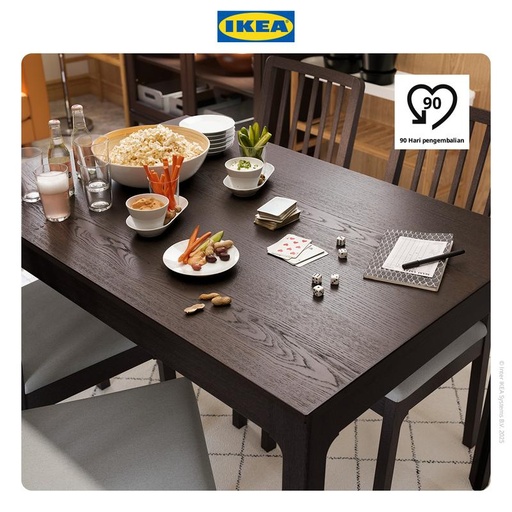 IKEA EKEDALEN Meja Makan Dapat Dipanjangkan Cokelat Tua 120/180x80 cm