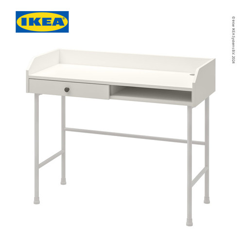 [EZO.0501545] IKEA HAUGA Meja Kerja / Belajar Dengan Penyimpanan Putih 100x45 cm
