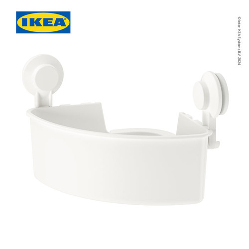[EZO.0501557] IKEA TISKEN Unit Rak Sudut Tempel Dinding Dengan Plastik Isap Putih