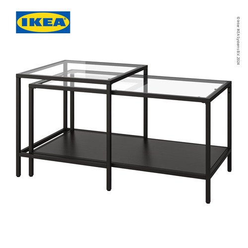[EZO.0501570] IKEA VITTSJO Meja Tamu Bersusun Serbaguna Hitam Set Isi 2 pcs 90x50cm