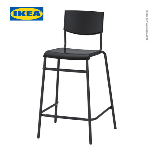 [EZO.0501585] IKEA STIG Kursi Bar Minimalis Dengan Sandaran Hitam 63cm