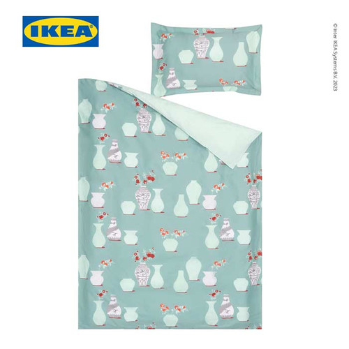 [EZO.0501608] IKEA FOSSTA Sarung Duvet 150x200 dan Sarung Bantal 50x80 Hijau