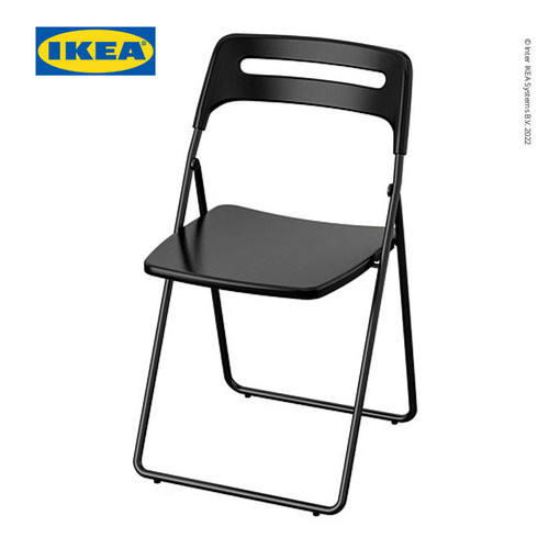 IKEA NISSE Kursi Lipat Hitam Minimalis dengan Sandaran Punggung
