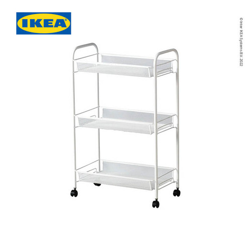 [EZO.0501691] IKEA HORNAVAN Troli Kamar Mandi Putih dengan 3 Rak 26x48x77 cm