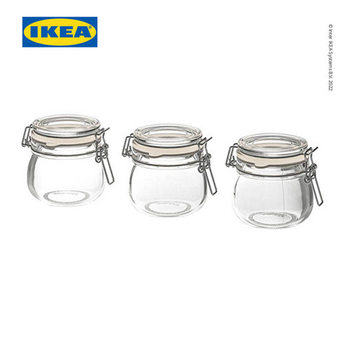 [EZO.0501741] IKEA KORKEN Stoples dengan Penutup Kaca Bening 13cl Isi 3pcs