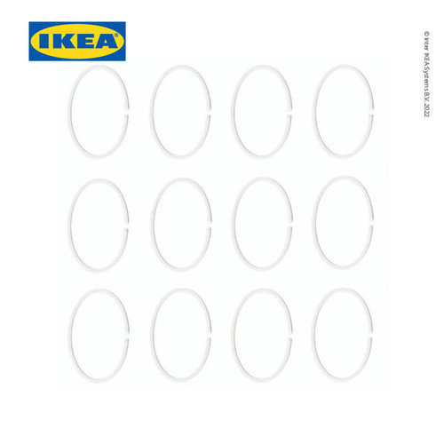 [EZO.0501762] IKEA HASSJON Ring Tirai Kamar Mandi Putih Isi 12pcs