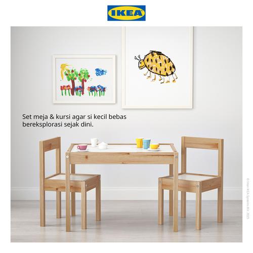 [EZO.0501791] IKEA LATT Meja Belajar Anak dengan 2 Kursi Bahan Kayu
