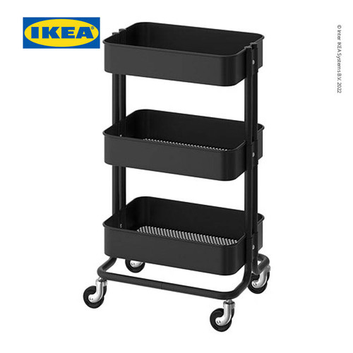 [EZO.0501802] IKEA RASKOG Troli Dapur dengan 3 Rak Hitam Serbaguna 35x45x78 cm