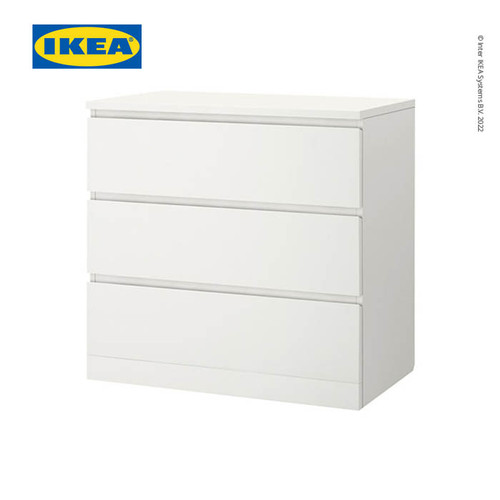 [EZO.0501813] IKEA MALM Lemari Laci 3 Susun Putih Minimalis 80x78 cm