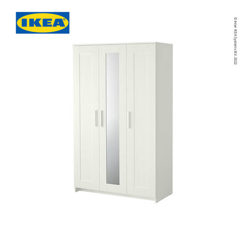 [EZO.0501814] IKEA BRIMNES Lemari Pakaian 3 Pintu dengan Cermin 117x190 cm