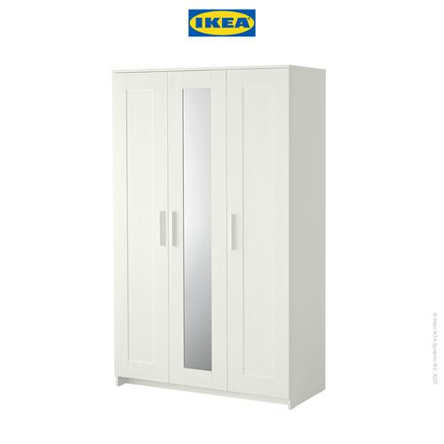 [EZO.0501814] IKEA BRIMNES Lemari Pakaian 3 Pintu dengan Cermin 117x190 cm