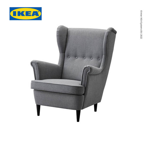 [EZO.0501821] IKEA STRANDMON Kursi Sofa Berlengan Abu-Abu Tua Desain Klasik