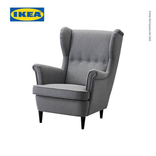 [EZO.0501821] IKEA STRANDMON Kursi Sofa Berlengan Abu-Abu Tua Desain Klasik