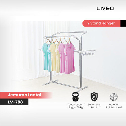 [EZO.6000076] Jemuran Lipat Lantai Baju Liveo LV-788 / Liveo Y Stand hanger