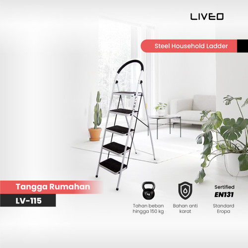 [EZO.6000018] Tangga Rumahan Lipat Steel LIVEO LV-115 / Ladder 5 Step