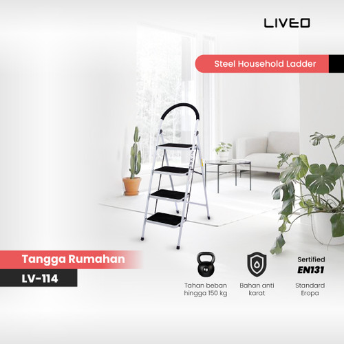 [EZO.6000078] Tangga Rumahan Lipat Steel LIVEO LV-114 / Ladder 4 Step