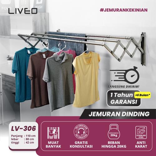 [EZO.6000086] Jemuran Dinding Baju Stainless Steel Liveo LV306 Jemuran Lipat Gantung