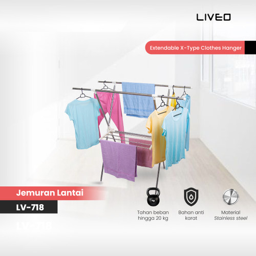 Jemuran Lipat Lantai Baju Liveo LV-718 Liveo Extendable X-Type Clothes