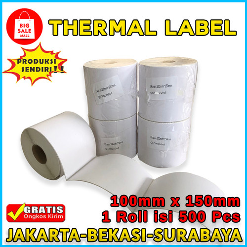 [EZO.6200005] Kertas Thermal 100x150 isi 250 & 500 lembar, Label Thermal