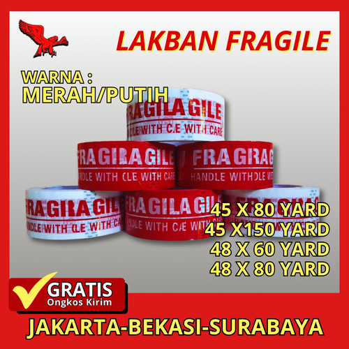 [EZO.6200007] Lakban Packing Fragile merah, putih, Lakban olshop oren, dan hijau