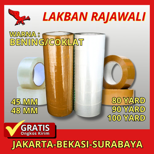 [EZO.6200009] Lakban bening & coklat, lakban packing45cm.48cm 80 yard,90 yard,100 ya