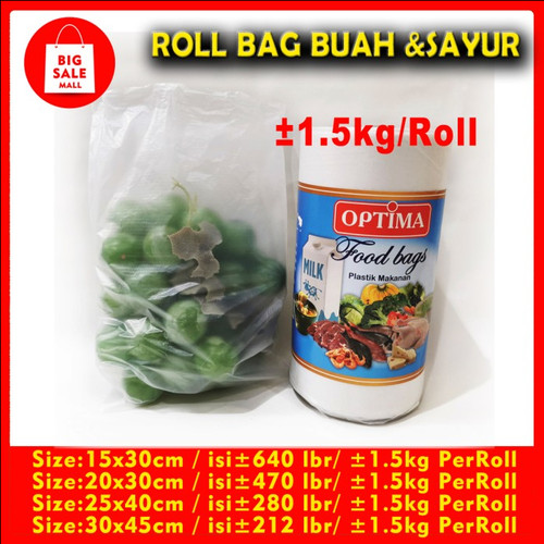 [EZO.6200010] Roll bag Food/Plastik Buah Sayur/fotocopy/Multifungsi Food grade p