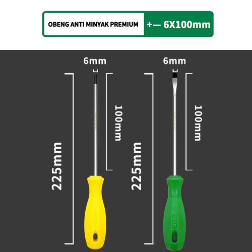 [EZO.6800054] FEIBAO Obeng Gagang Tahan Minyak 100mm-200mm Alat Pertukangan Proyek Perkakas Tangan Original - 6x100mm (+)