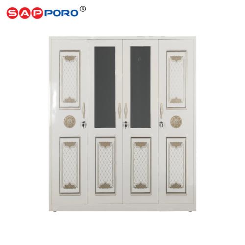 [EZO.6800151] SAPPORO LICATA - Lemari Pakaian Besi 4 Pintu [ FREE 12 Pcs Hanger ]