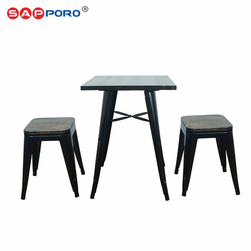 [EZO.6800154] SAPPORO OVLIN - Meja Makan Set | Meja Tolix Set | Dining Table Set