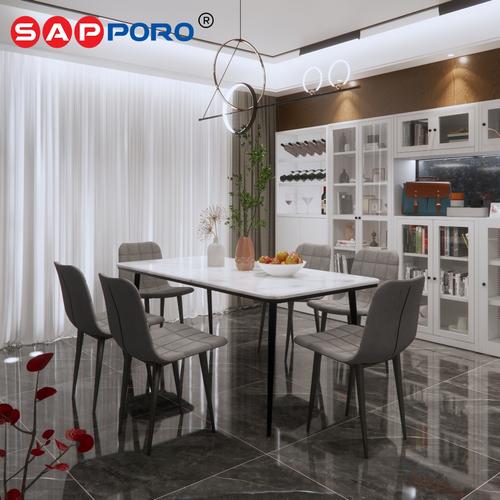 [EZO.6800412] SAPPORO CASTELLO - Meja Makan Set Marmer | Dining Set Marmer