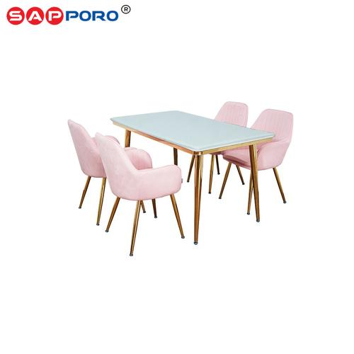 [EZO.6800179] SAPPORO STELLA - Meja Makan Set Marmer | Dining Set Marmer