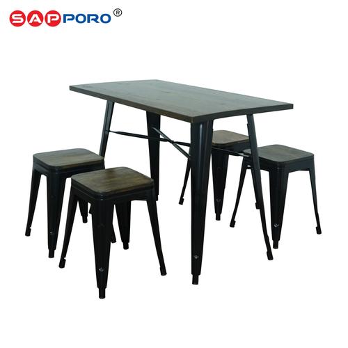 [EZO.6800203] SAPPORO KERAVA - Meja Makan Set | Meja Tolix Set | Dining Table Set